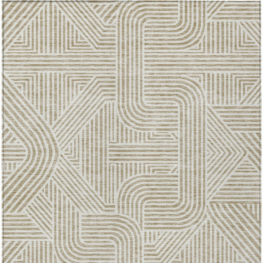 5' X 8' Beige And Brown Abstract Washable Indoor Outdoor Area Rug-7