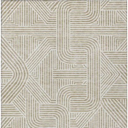 5' X 8' Beige And Brown Abstract Washable Indoor Outdoor Area Rug-7