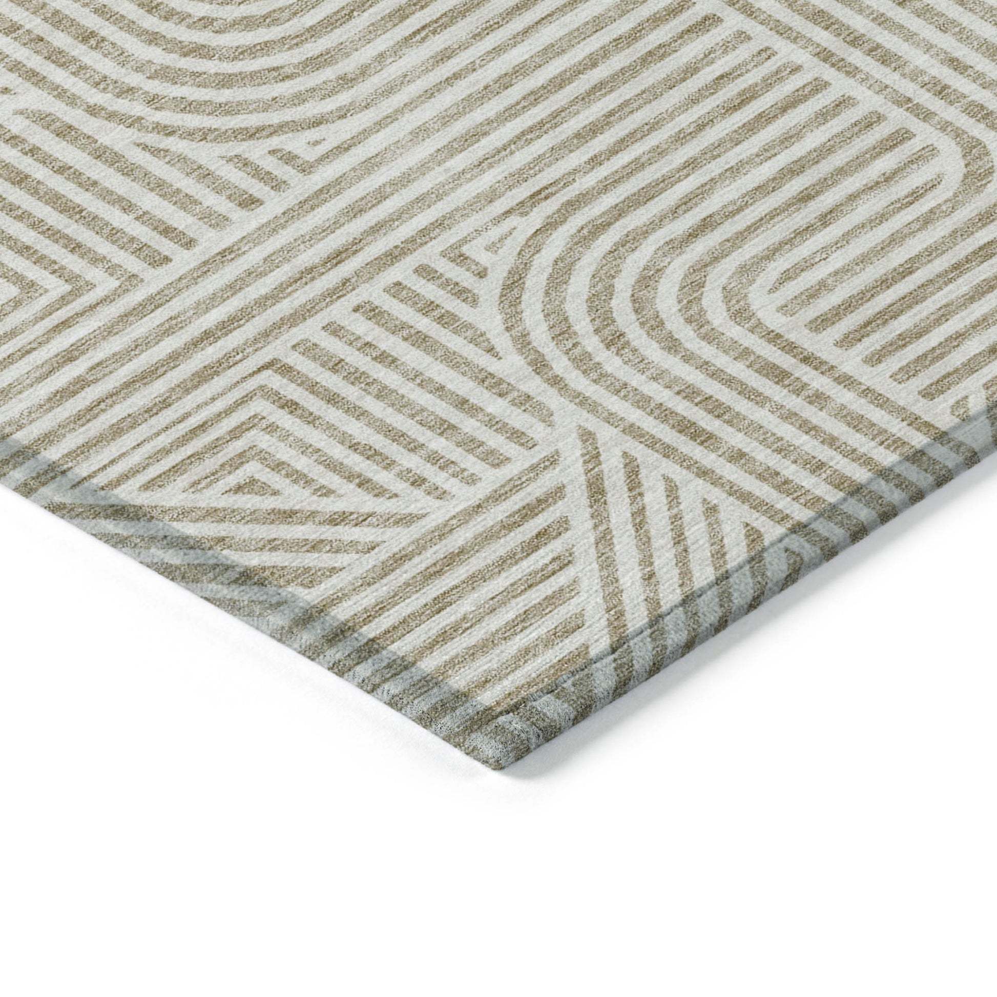 5' X 8' Beige And Brown Abstract Washable Indoor Outdoor Area Rug-4