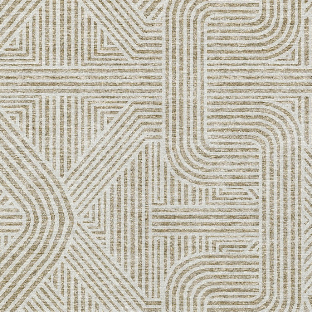 5' X 8' Beige And Brown Abstract Washable Indoor Outdoor Area Rug-6