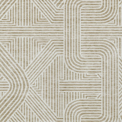 5' X 8' Beige And Brown Abstract Washable Indoor Outdoor Area Rug-6