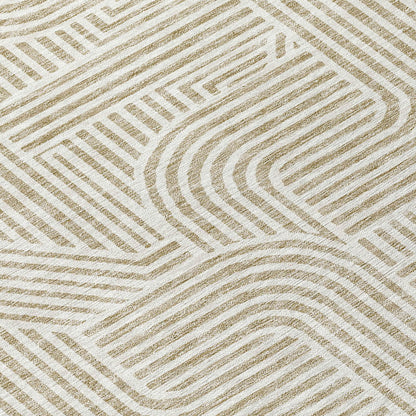 5' X 8' Beige And Brown Abstract Washable Indoor Outdoor Area Rug-5