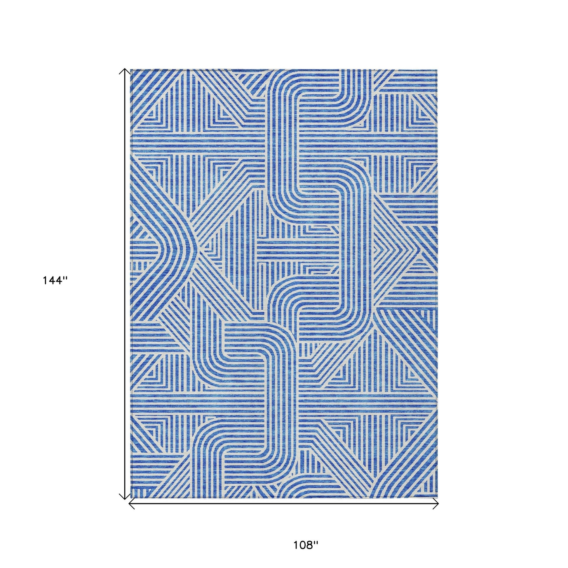 9' X 12' Blue And Ivory Abstract Washable Indoor Outdoor Area Rug-2