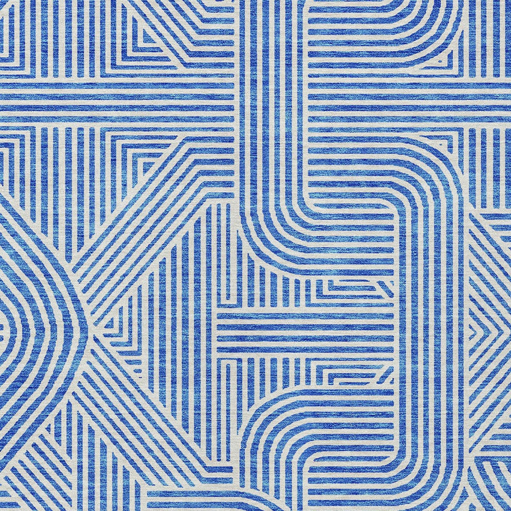 9' X 12' Blue And Ivory Abstract Washable Indoor Outdoor Area Rug-4