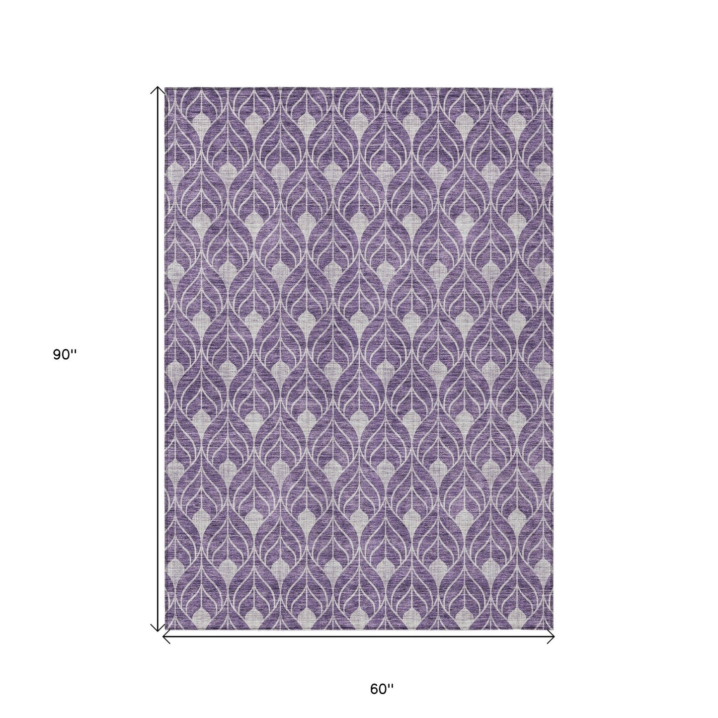 5' X 8' Purple And Ivory Geometric Washable Indoor Outdoor Area Rug-2