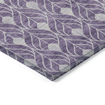 5' X 8' Purple And Ivory Geometric Washable Indoor Outdoor Area Rug-3