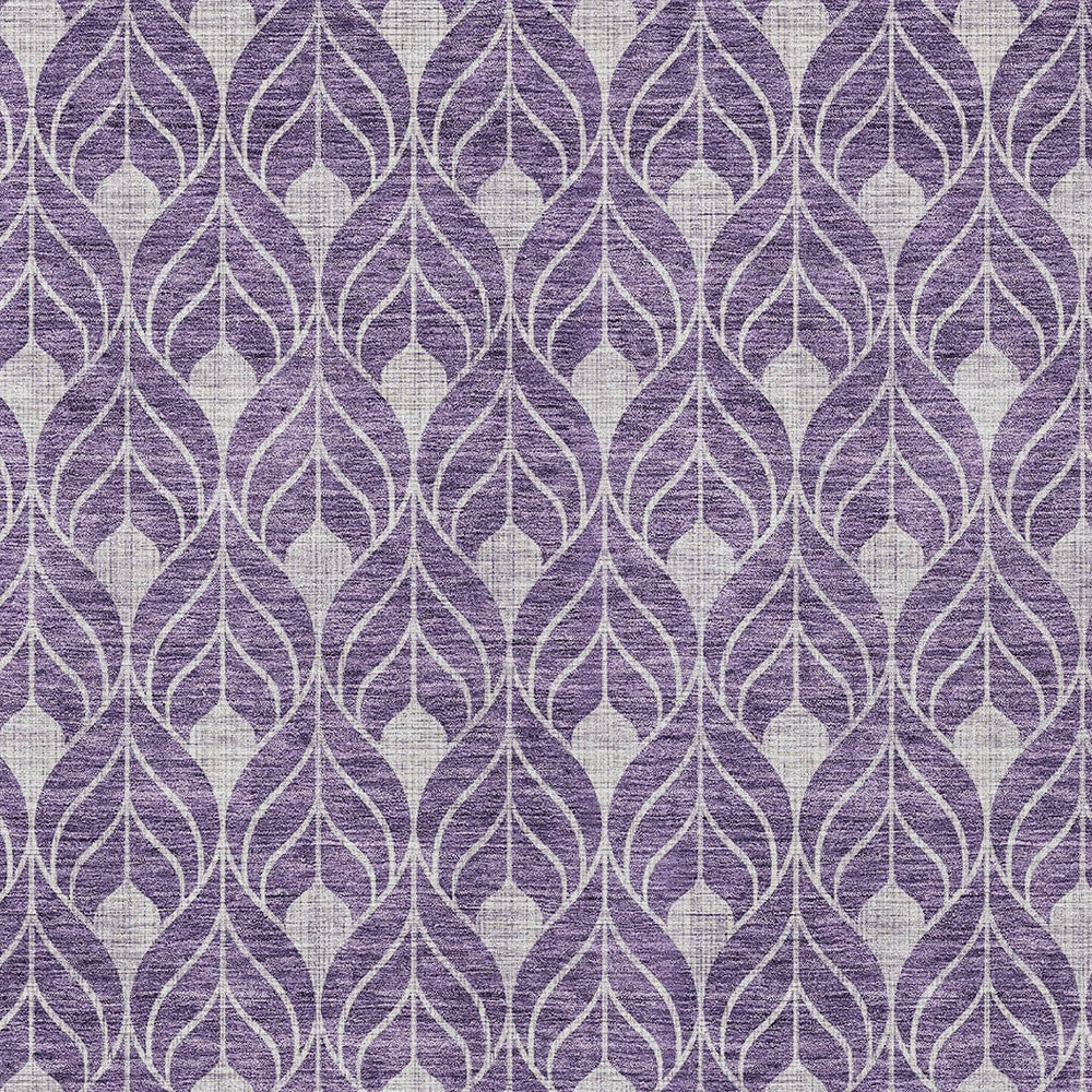 5' X 8' Purple And Ivory Geometric Washable Indoor Outdoor Area Rug-4