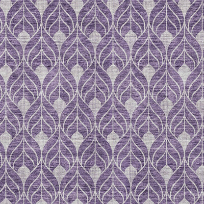 5' X 8' Purple And Ivory Geometric Washable Indoor Outdoor Area Rug-4