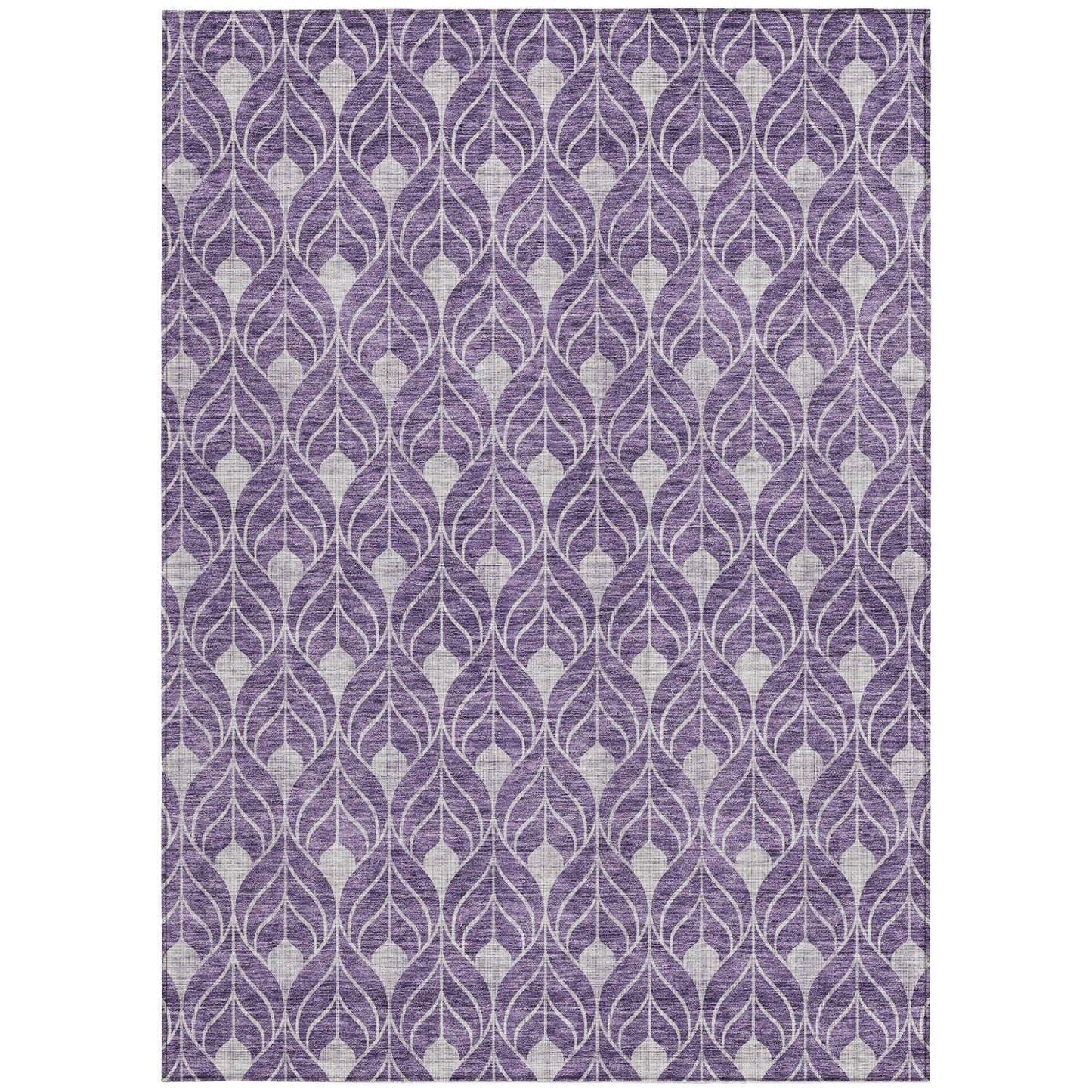 9' X 12' Purple And Ivory Geometric Washable Indoor Outdoor Area Rug-5