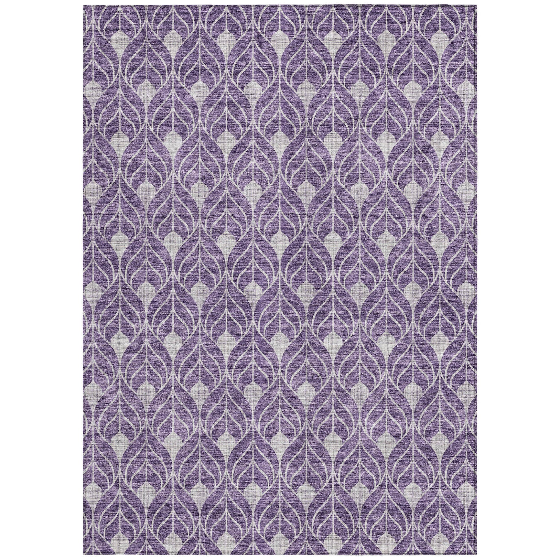 9' X 12' Purple And Ivory Geometric Washable Indoor Outdoor Area Rug-5