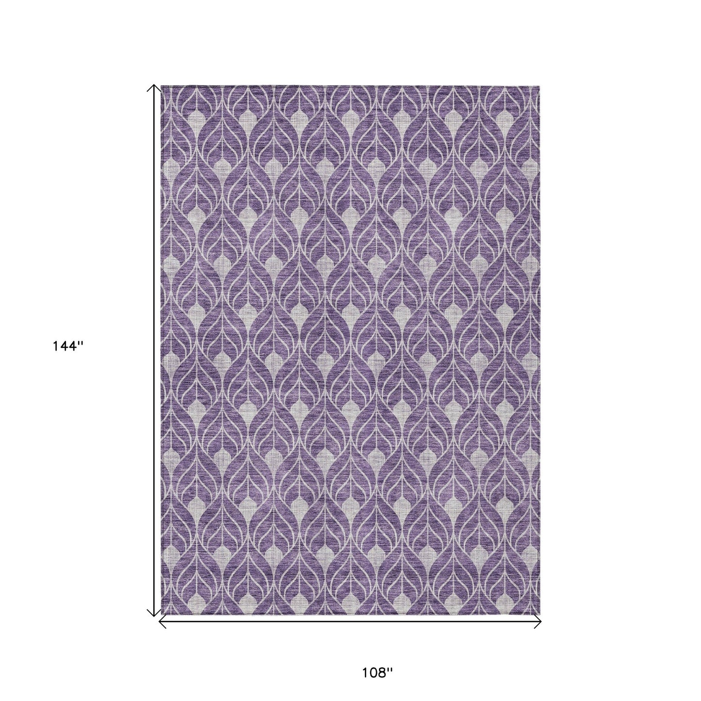 9' X 12' Purple And Ivory Geometric Washable Indoor Outdoor Area Rug-2