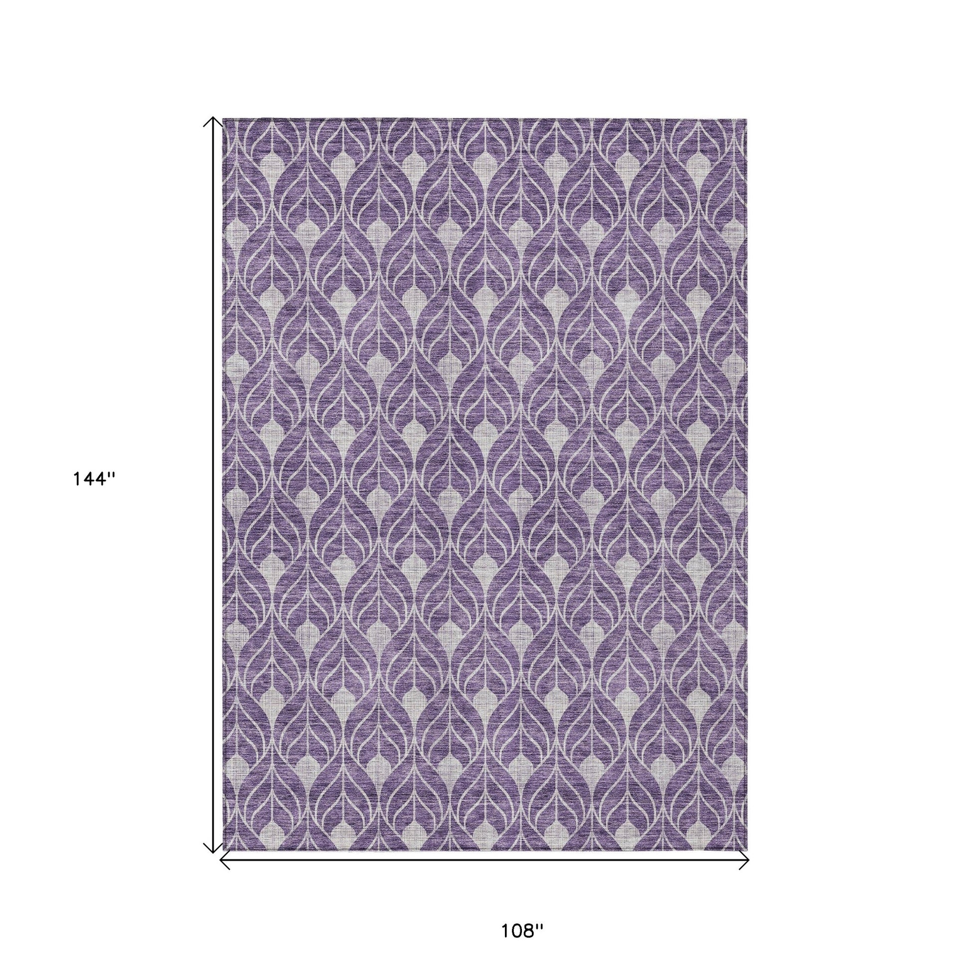 9' X 12' Purple And Ivory Geometric Washable Indoor Outdoor Area Rug-2