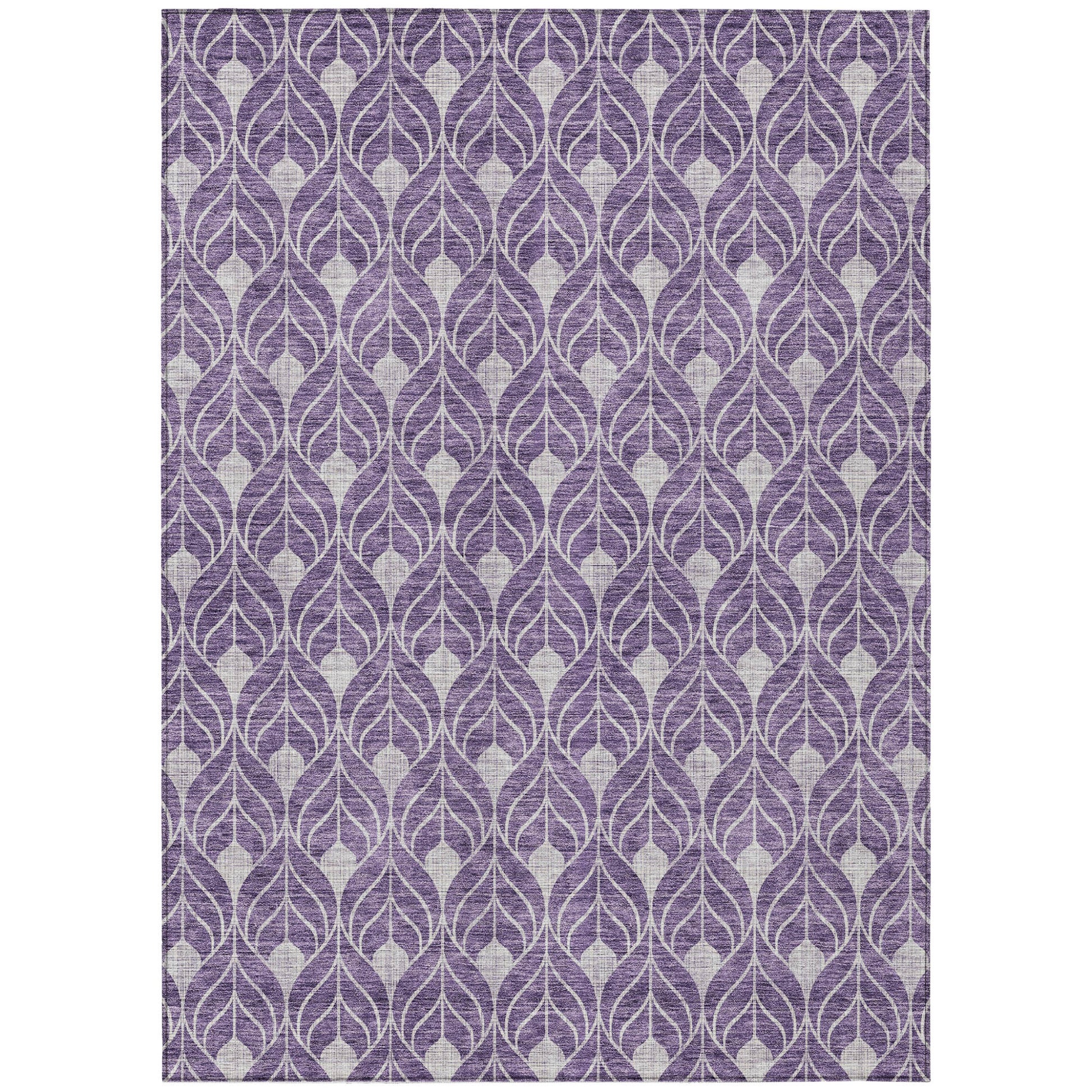 9' X 12' Purple And Ivory Geometric Washable Indoor Outdoor Area Rug-1