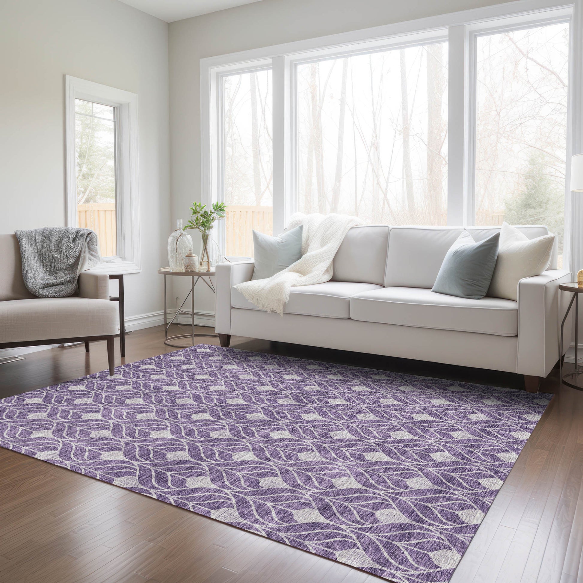 9' X 12' Purple And Ivory Geometric Washable Indoor Outdoor Area Rug-8