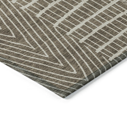 9' X 12' Brown And Beige Geometric Washable Indoor Outdoor Area Rug-3