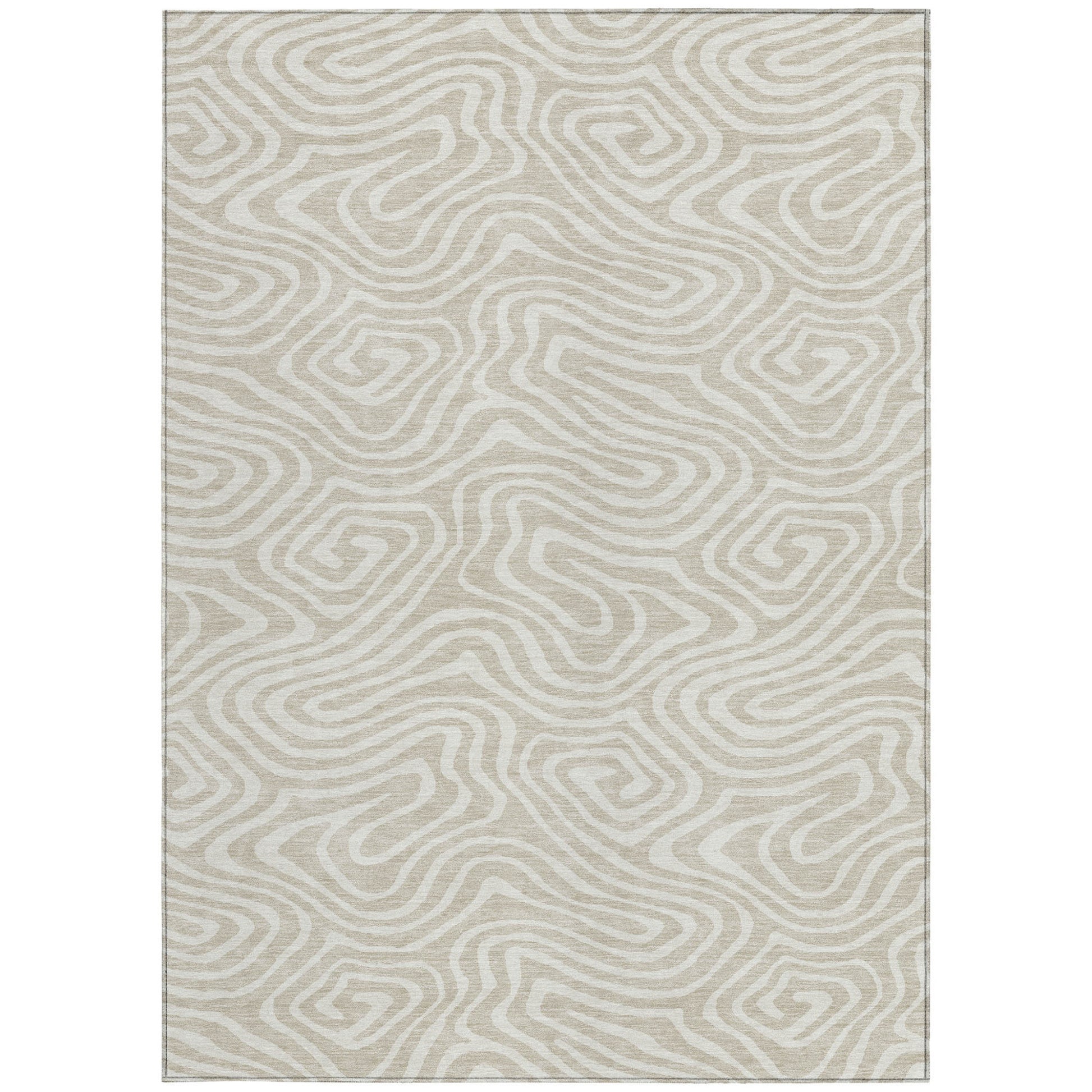9' X 12' Beige And Linen Abstract Washable Indoor Outdoor Area Rug-6