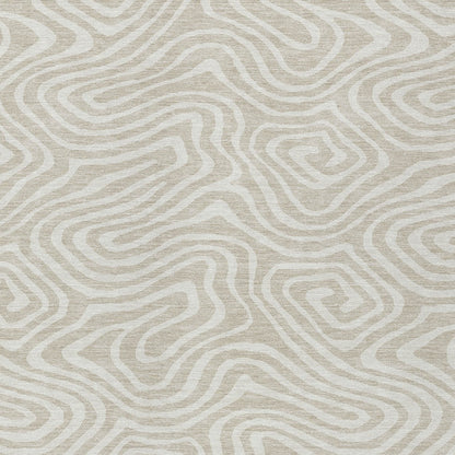 9' X 12' Beige And Linen Abstract Washable Indoor Outdoor Area Rug-5