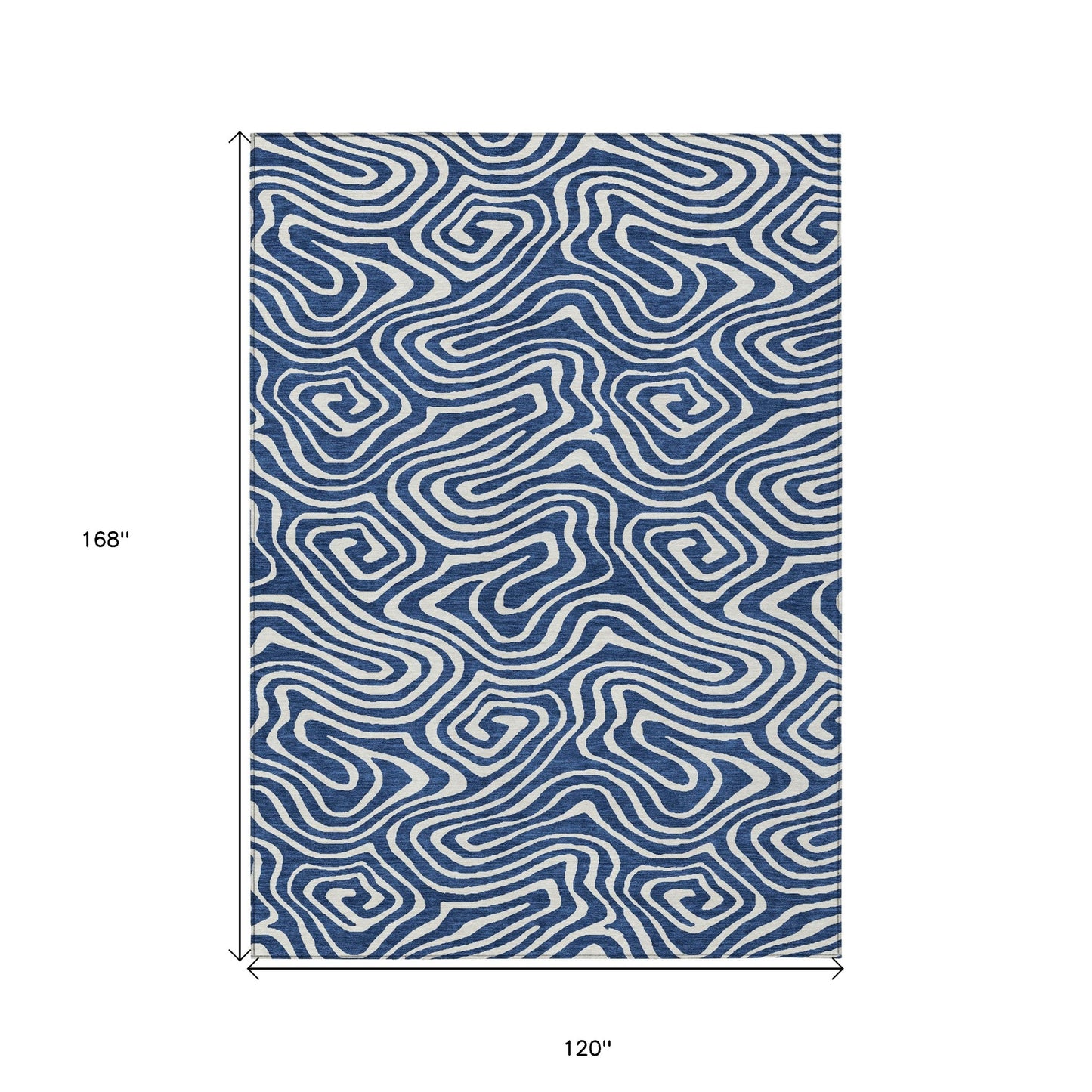 10' X 14' Navy Blue And Ivory Abstract Washable Indoor Outdoor Area Rug-2
