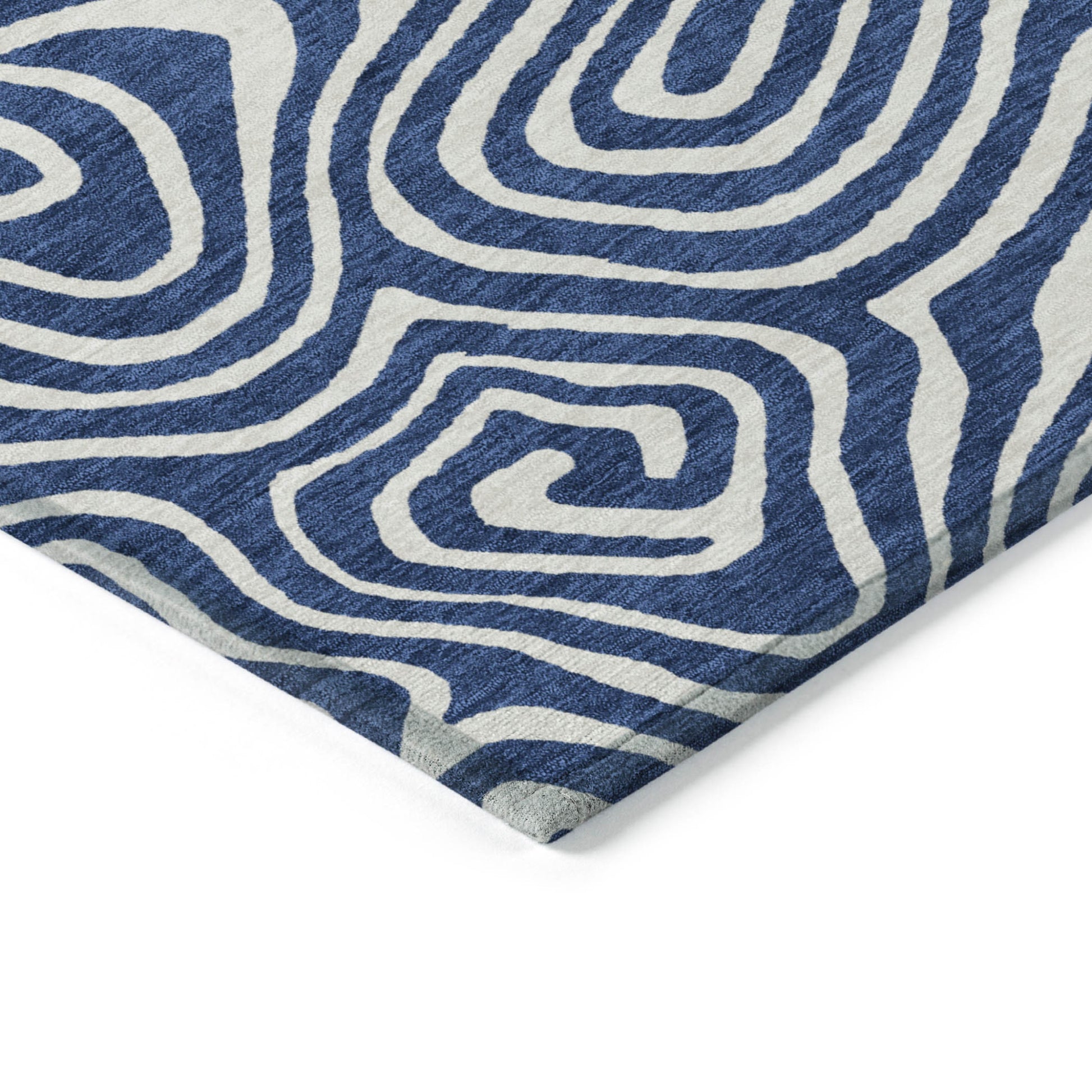 10' X 14' Navy Blue And Ivory Abstract Washable Indoor Outdoor Area Rug-4
