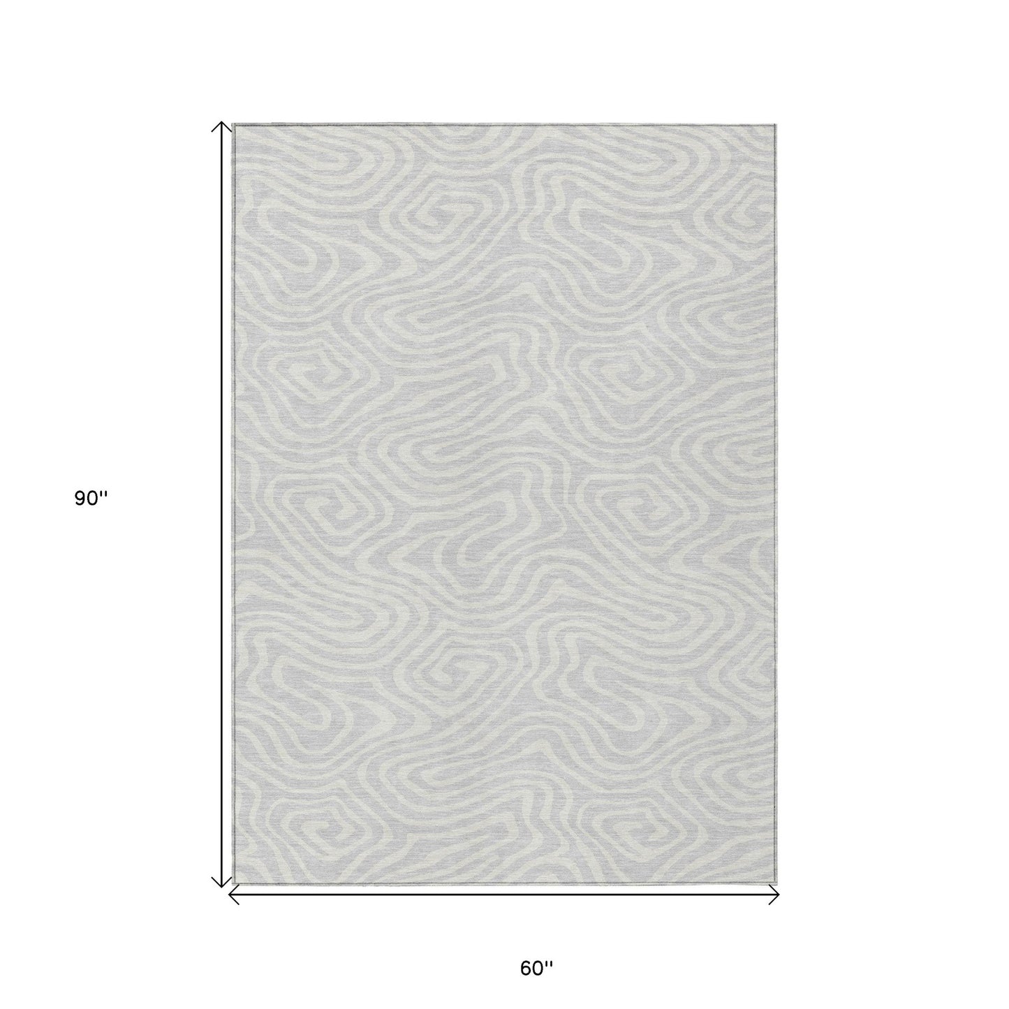 5' X 8' Silver And Gray Abstract Washable Indoor Outdoor Area Rug-2
