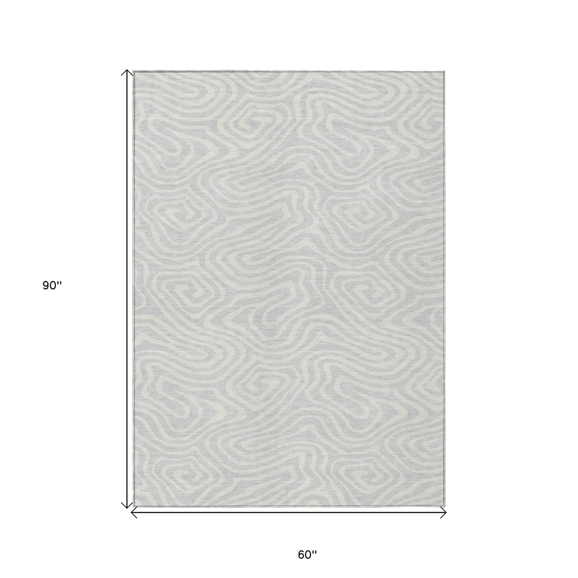5' X 8' Silver And Gray Abstract Washable Indoor Outdoor Area Rug-2