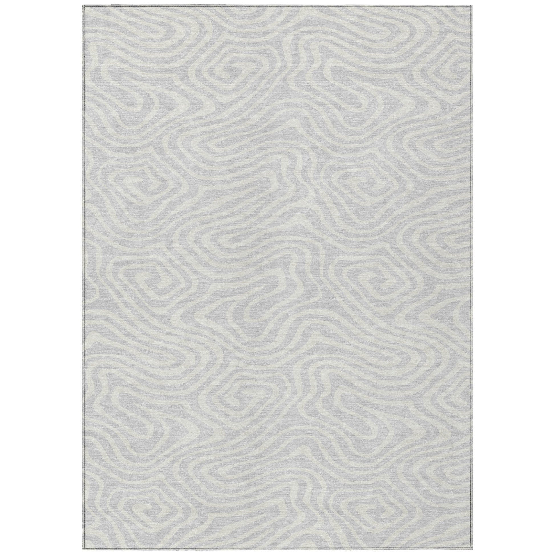 5' X 8' Silver And Gray Abstract Washable Indoor Outdoor Area Rug-1