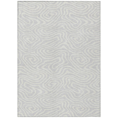 5' X 8' Silver And Gray Abstract Washable Indoor Outdoor Area Rug-1