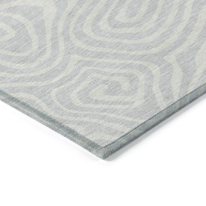 5' X 8' Silver And Gray Abstract Washable Indoor Outdoor Area Rug-4