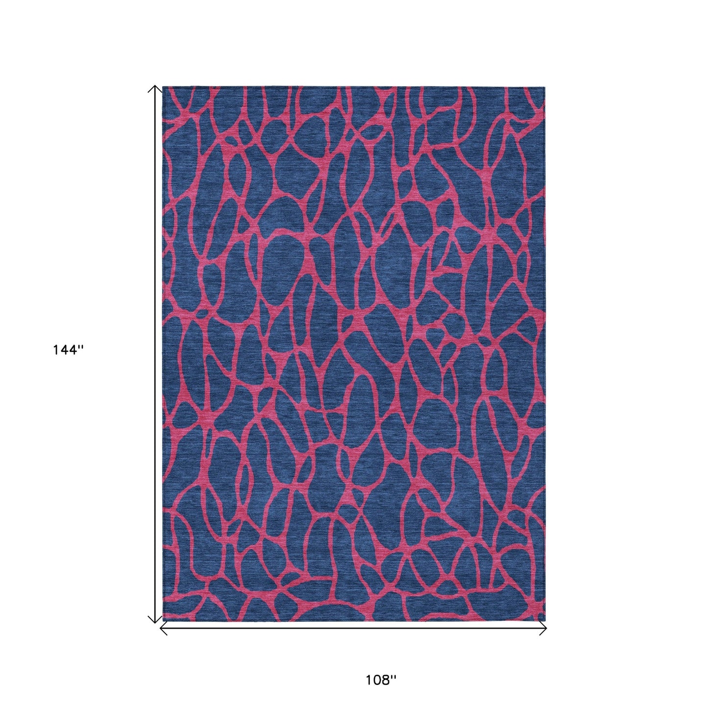 9' X 12' Navy Blue And Dark Pink Geometric Washable Indoor Outdoor Area Rug-2