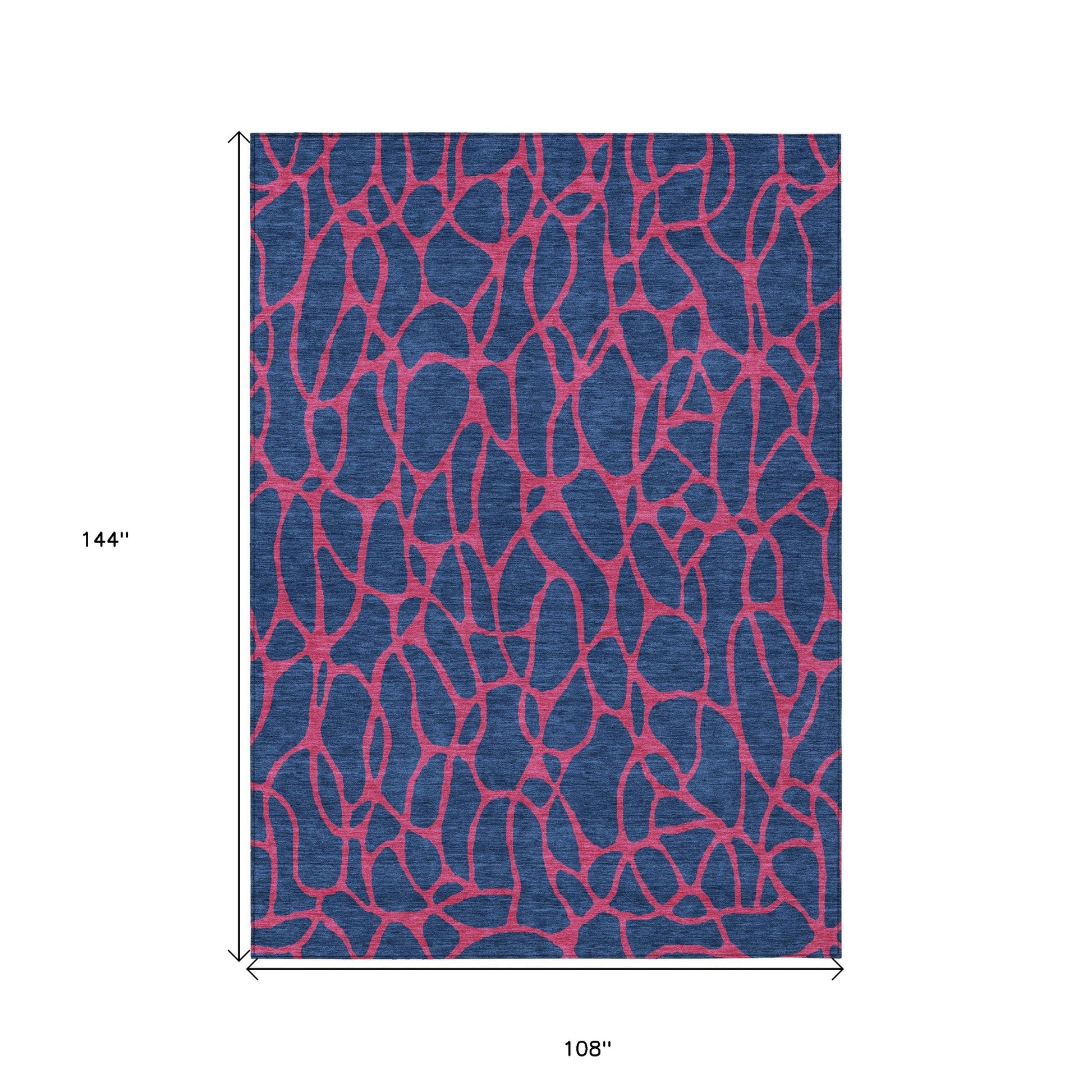 9' X 12' Navy Blue And Dark Pink Geometric Washable Indoor Outdoor Area Rug-2