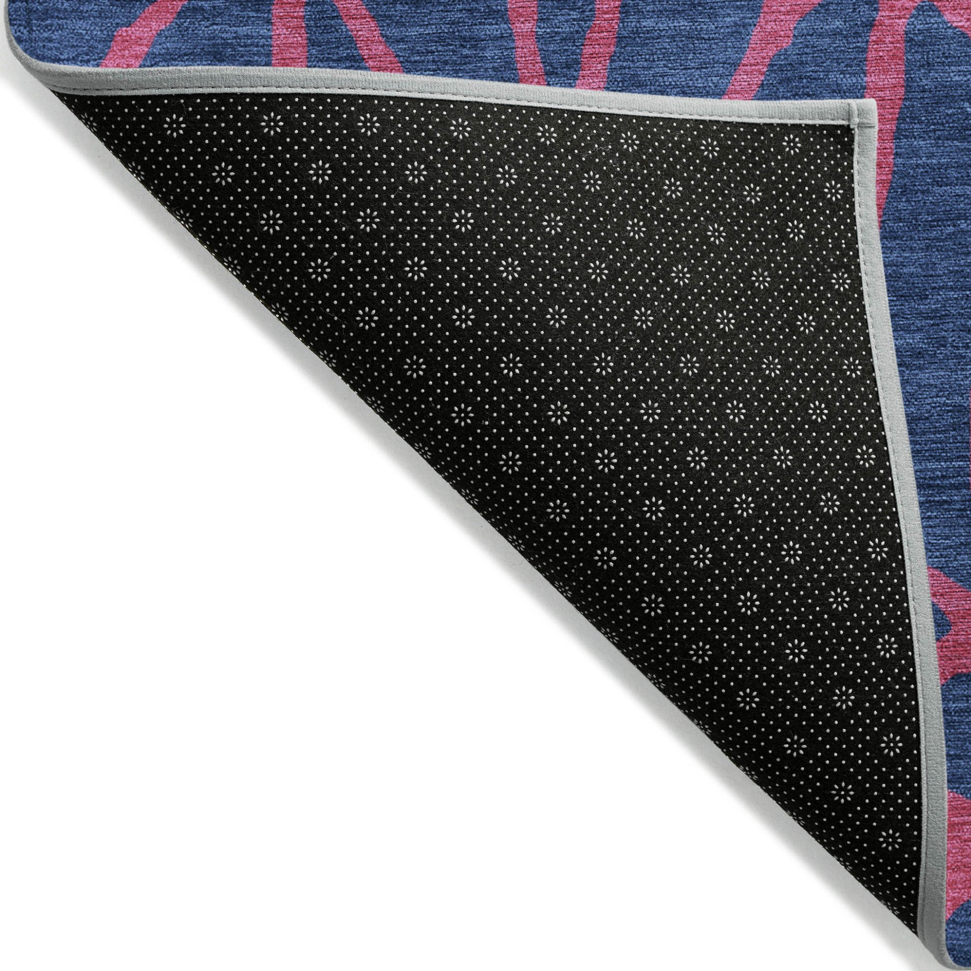 9' X 12' Navy Blue And Dark Pink Geometric Washable Indoor Outdoor Area Rug-3