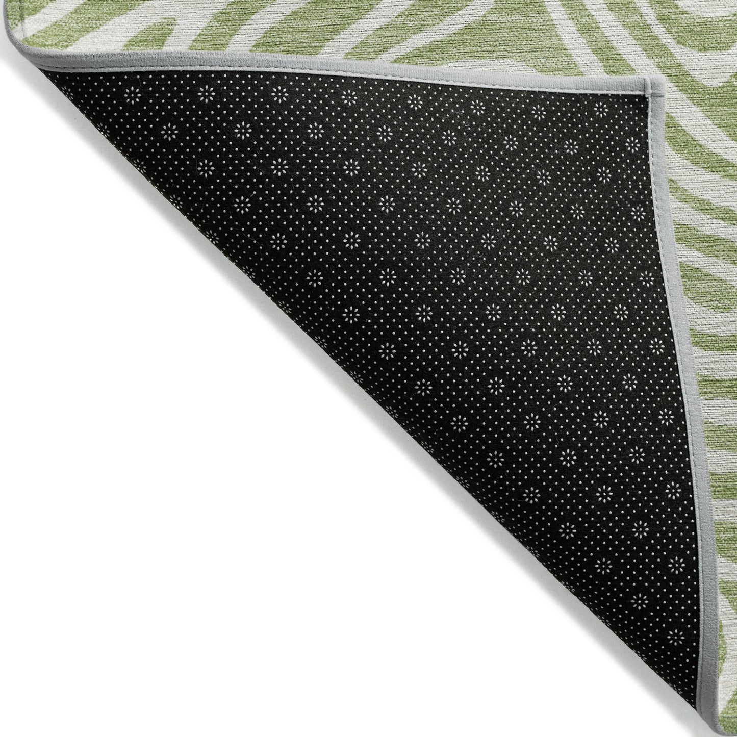5' X 8' Artichoke Green And Ivory Abstract Washable Indoor Outdoor Area Rug-3