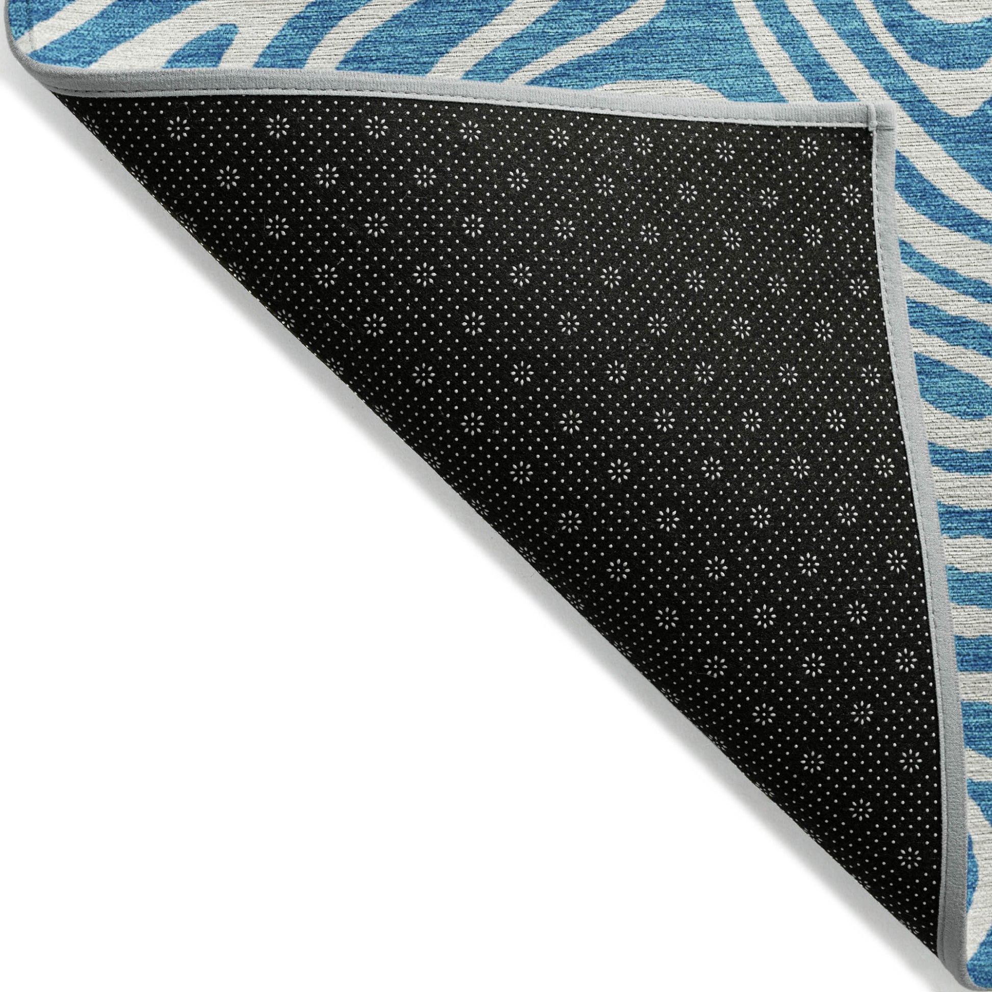 5' X 8' Teal Blue And Ivory Abstract Washable Indoor Outdoor Area Rug-3