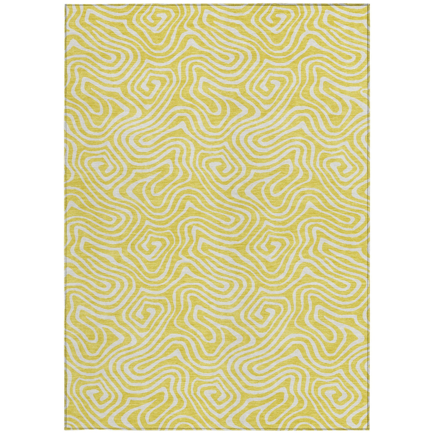 10' X 14' Yellow And Ivory Abstract Washable Indoor Outdoor Area Rug-7