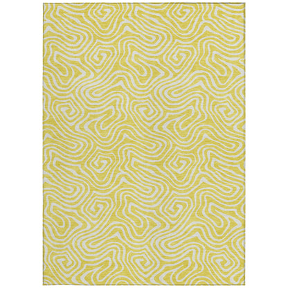 10' X 14' Yellow And Ivory Abstract Washable Indoor Outdoor Area Rug-7