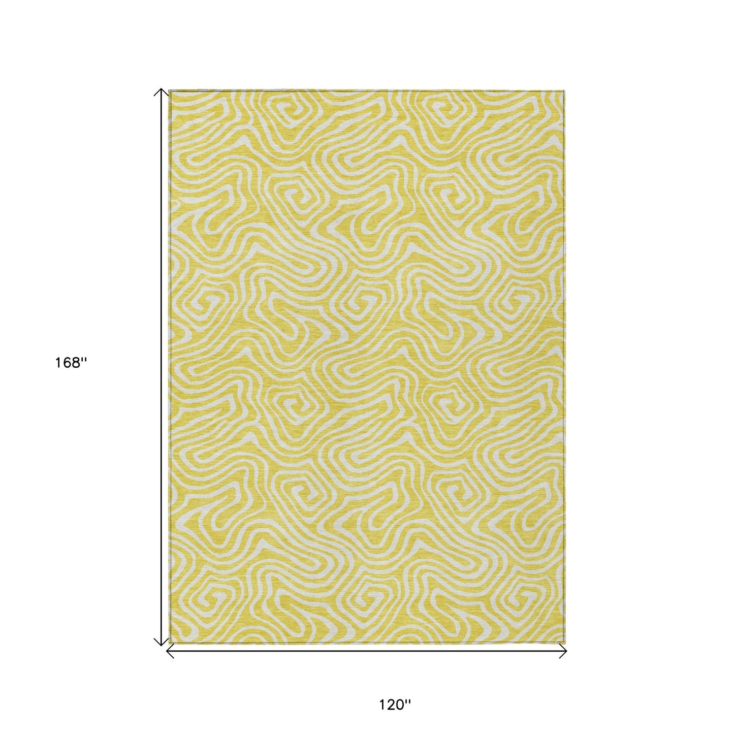 10' X 14' Yellow And Ivory Abstract Washable Indoor Outdoor Area Rug-2