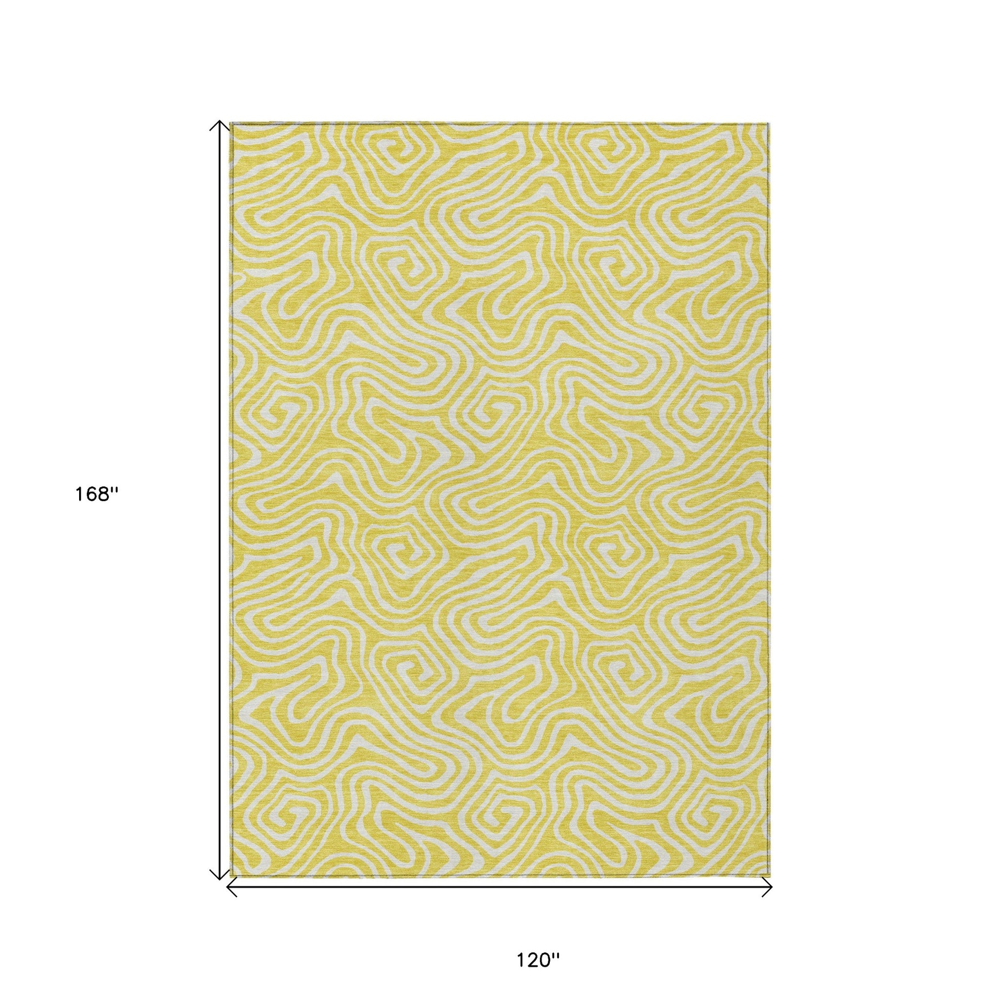 10' X 14' Yellow And Ivory Abstract Washable Indoor Outdoor Area Rug-2