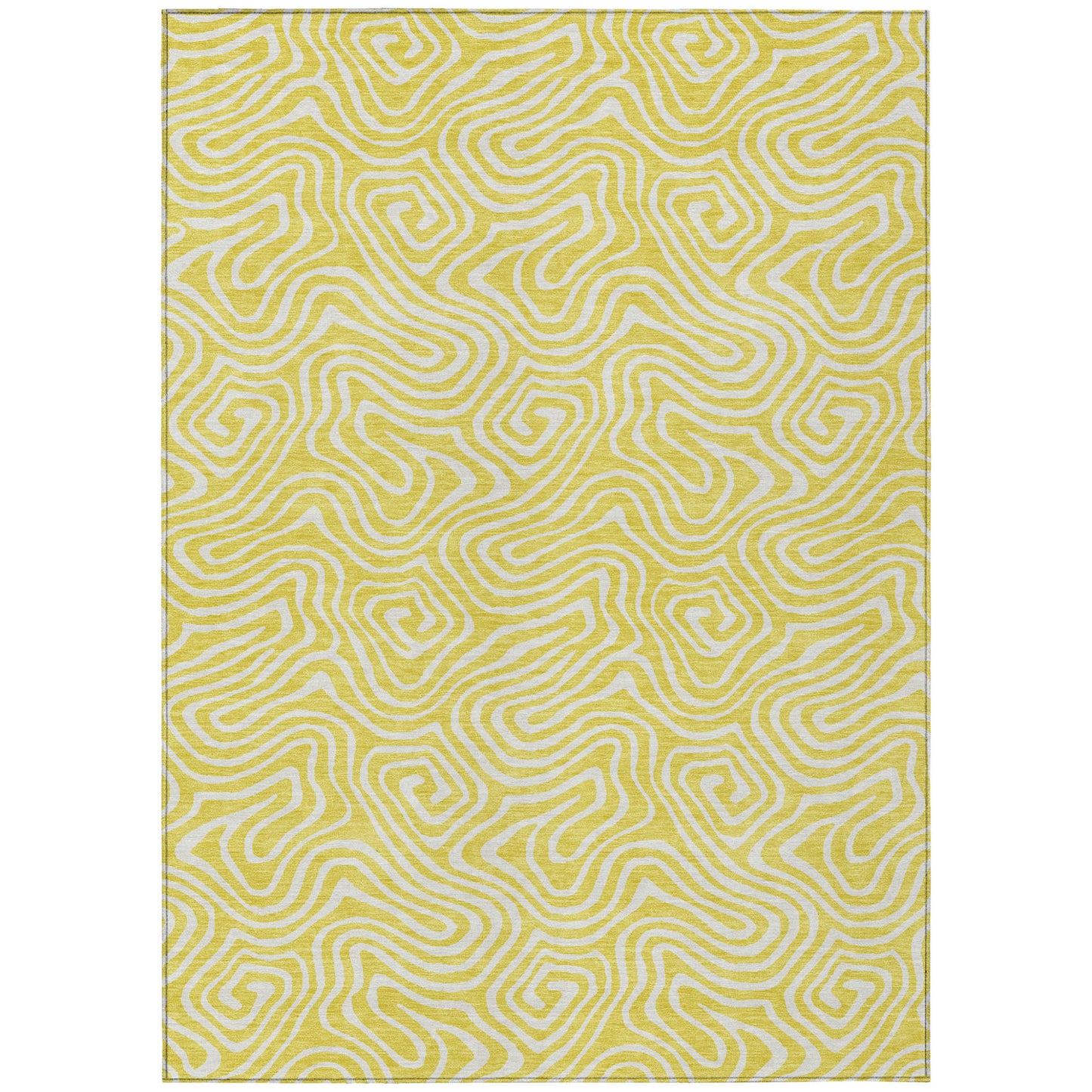 10' X 14' Yellow And Ivory Abstract Washable Indoor Outdoor Area Rug-1