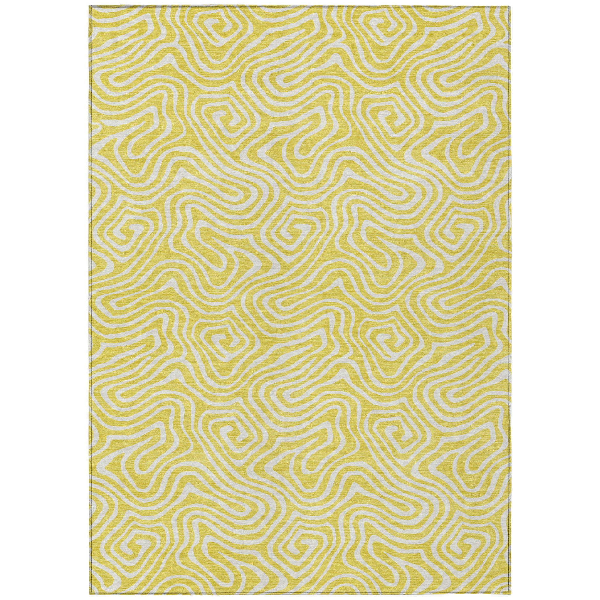 10' X 14' Yellow And Ivory Abstract Washable Indoor Outdoor Area Rug-1