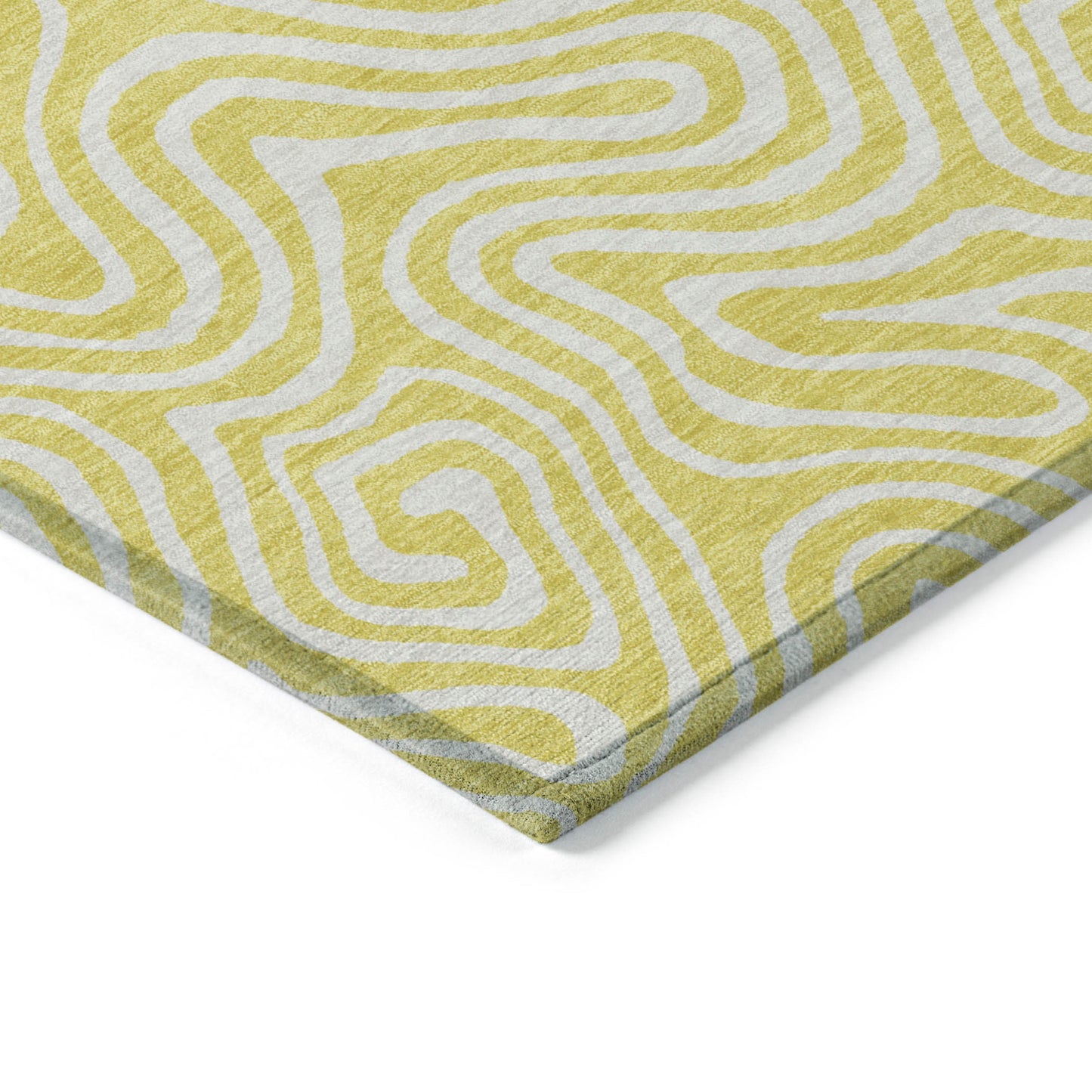10' X 14' Yellow And Ivory Abstract Washable Indoor Outdoor Area Rug-4