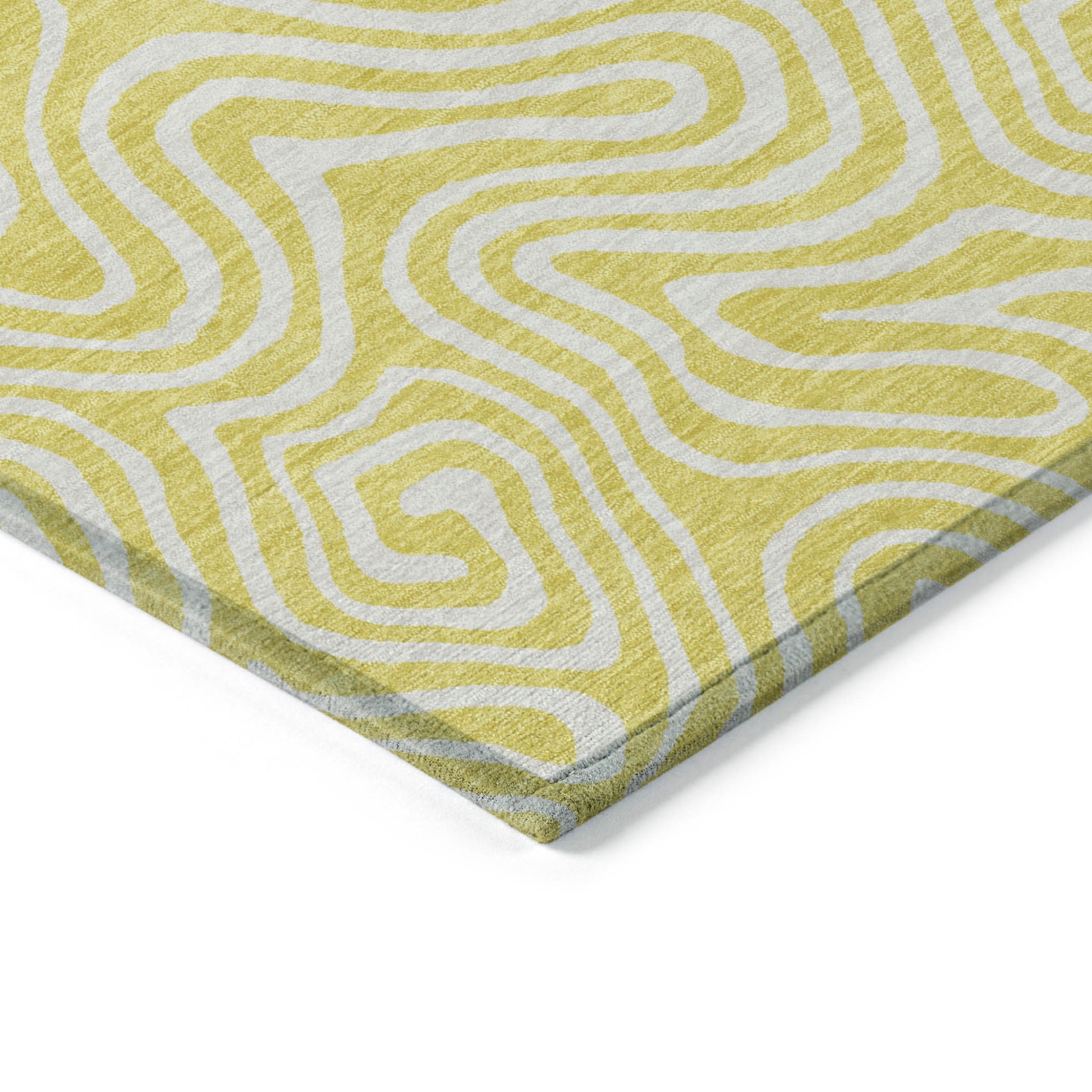 10' X 14' Yellow And Ivory Abstract Washable Indoor Outdoor Area Rug-4