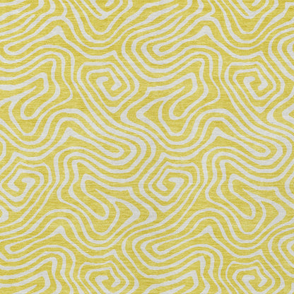 10' X 14' Yellow And Ivory Abstract Washable Indoor Outdoor Area Rug-6