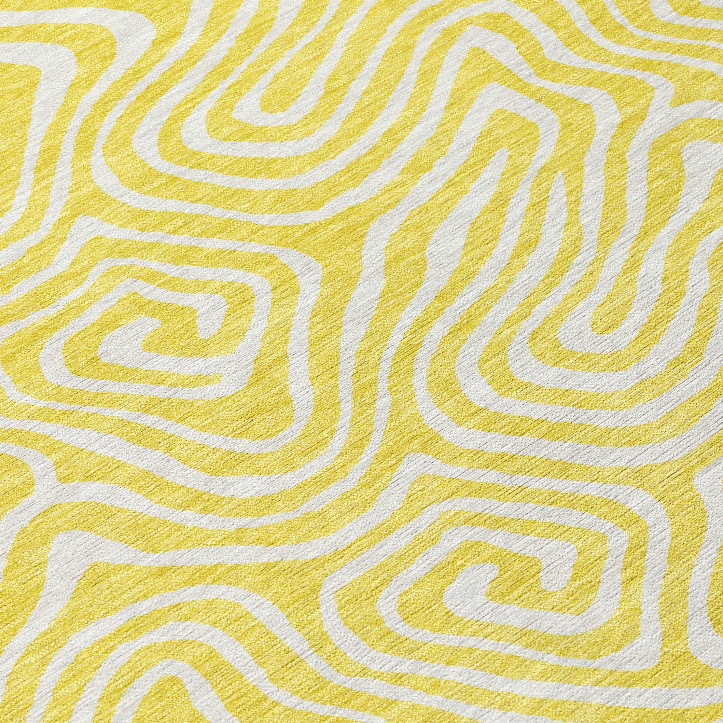 10' X 14' Yellow And Ivory Abstract Washable Indoor Outdoor Area Rug-5