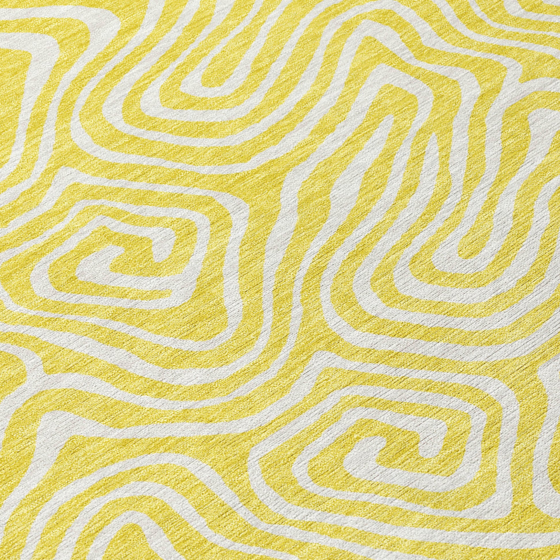 10' X 14' Yellow And Ivory Abstract Washable Indoor Outdoor Area Rug-5