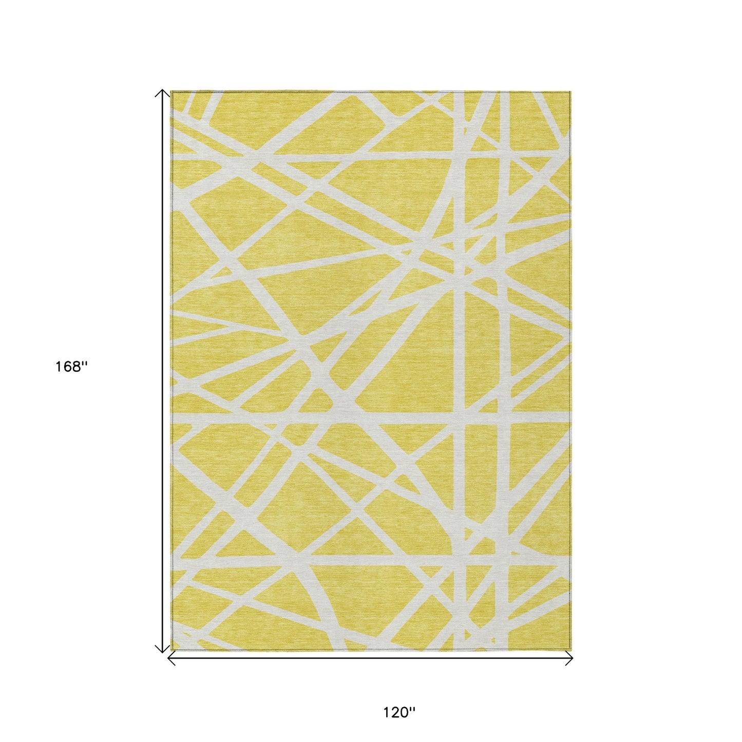 10' X 14' Yellow And Linen Geometric Washable Indoor Outdoor Area Rug-2
