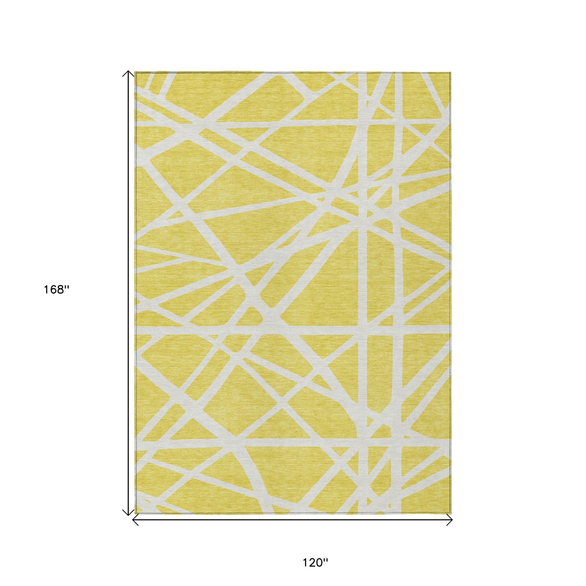 10' X 14' Yellow And Linen Geometric Washable Indoor Outdoor Area Rug-2