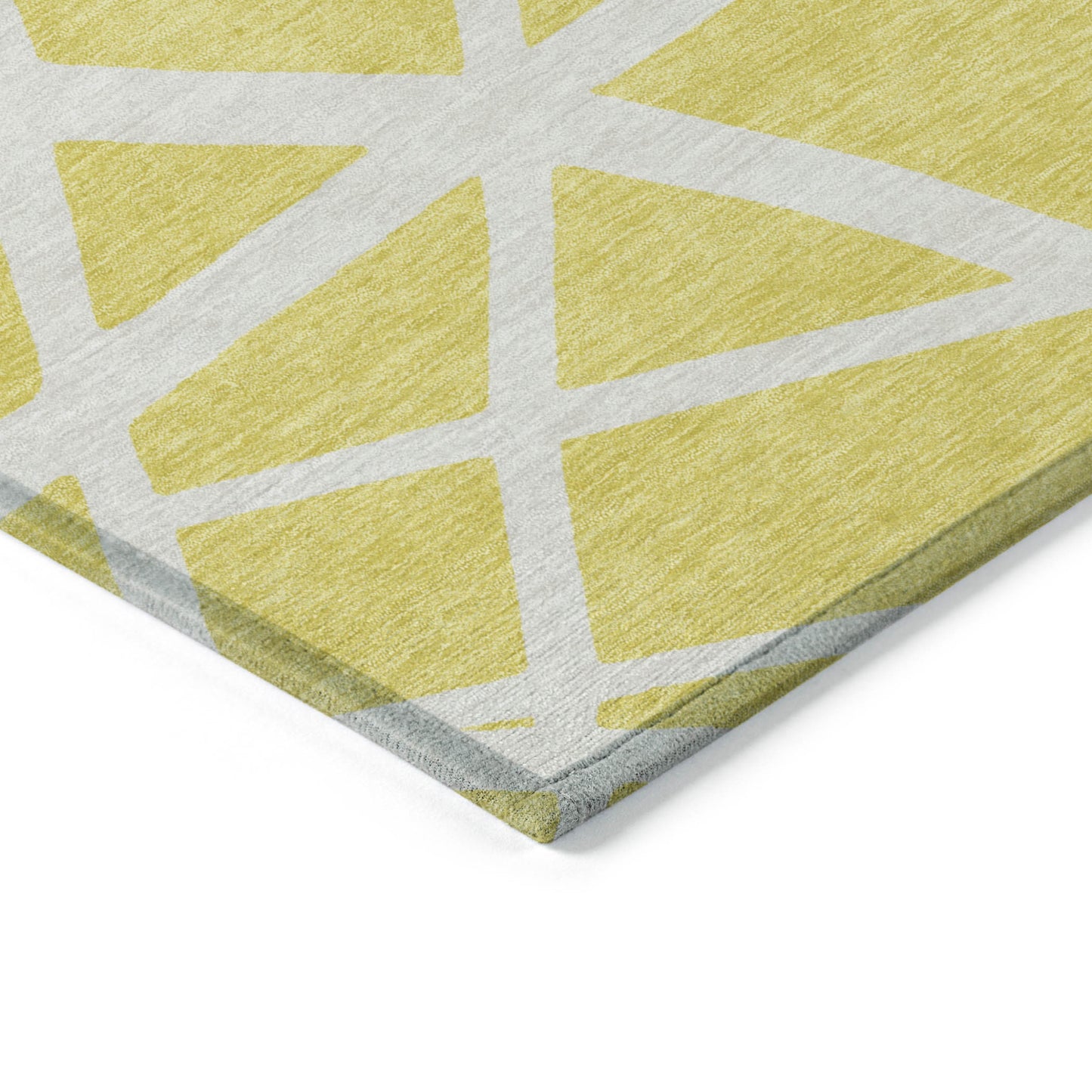 10' X 14' Yellow And Linen Geometric Washable Indoor Outdoor Area Rug-3