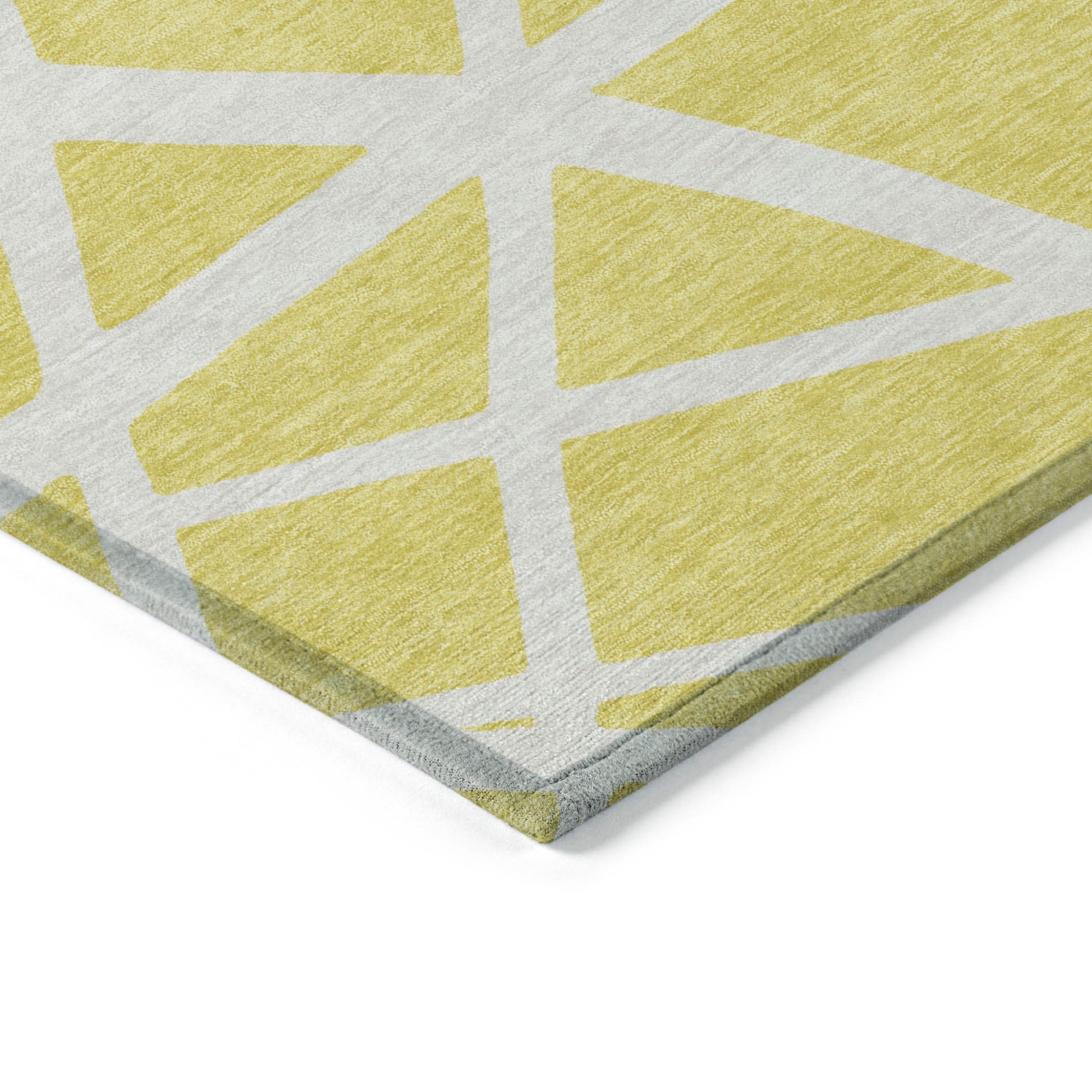 10' X 14' Yellow And Linen Geometric Washable Indoor Outdoor Area Rug-3