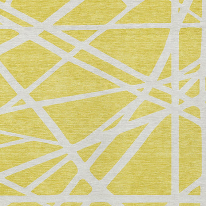 10' X 14' Yellow And Linen Geometric Washable Indoor Outdoor Area Rug-5