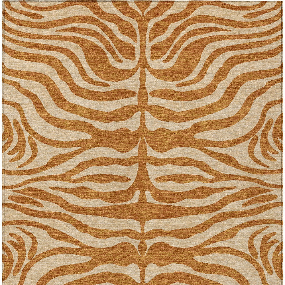 8' X 10' Copper And Tan Animal Print Washable Indoor Outdoor Area Rug-4